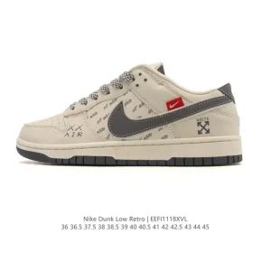 Nike Dunk Low Retro Vintage Basketball Sneakers with Leather Upper