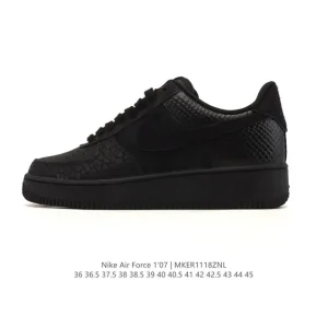 Nike Air Force 1 07 Low White Leather Sneakers with Air Cushion Sole