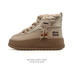 Miu Miu Snow Boot High Top Suede Leather Winter Boots for Women