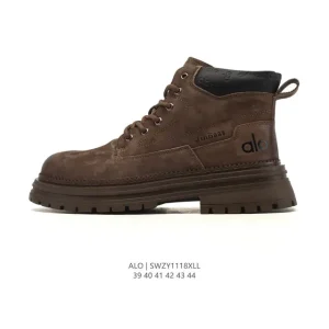 Men's Classic Chunky Sole Leather Boots Winter High Top Casual Shoes