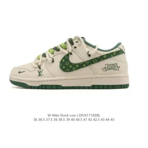 Nike Dunk Low Retro Vintage Basketball Sneakers with Leather Upper and Gum Sole
