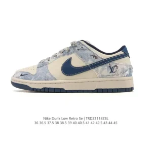 Nike Dunk Low Retro Vintage Basketball Sneaker with Leather Upper