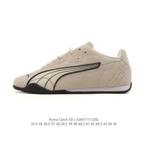 PUMA Catch 402681 Black White Retro Racing Inspired Lifestyle Sneakers