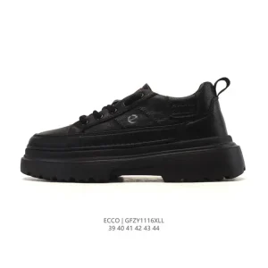 ECCO Men's Chunky Sole Leather Casual Sneakers for Daily Wear