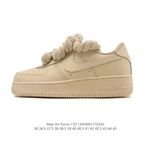 Nike Air Force 1 '07 Low Top Sneakers with Rope Laces and Deconstructed Straps