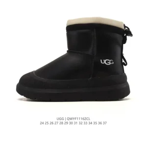 Kids Retro Color Block UGG Snow Boots High Top Martin Shoes Fleece Lined