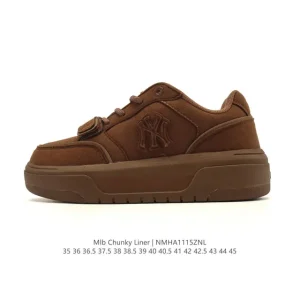 MLB Chunky Liner Mid Retro Streetwear Leather Sneakers for Men and Women