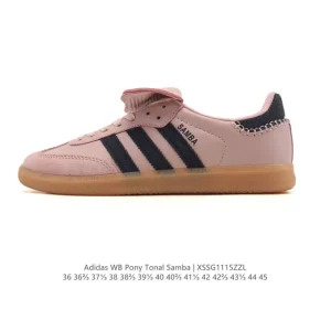 Adidas Samba Pony Tonal Sneakers with Wool Fabric Upper and Big Tongue