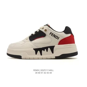 Fendi Men's Vintage Style Leather Sneakers for Everyday Wear