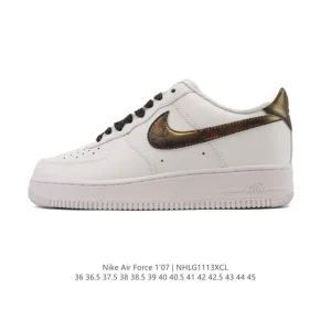 Nike Air Force 1 Low 07 White Leather Casual Sneakers with Air Cushion