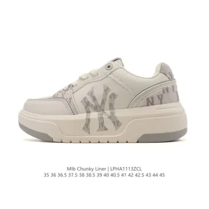 MLB Chunky Liner Mid Retro Streetwear Leather Sneakers for Men and Women