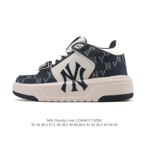 MLB Chunky Liner Mid Retro Street High Top Leather Sneakers for Men and Women