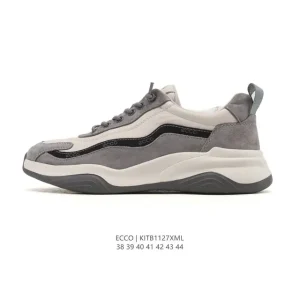 ECCO Men's Chunky Sole Casual Sneakers Breathable Lightweight Lace-Up Shoes