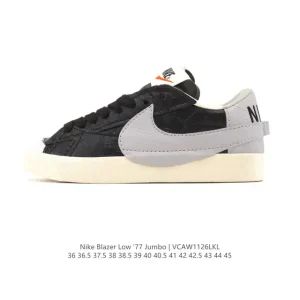 Nike Blazer Low 77 Jumbo Sneakers with Oversized Swoosh and Wide Laces