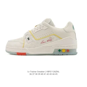 Louis Vuitton Trainer Low Sneaker White Leather Men Women Fashion Shoes