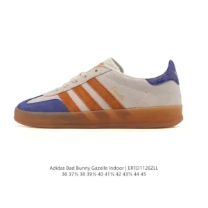 Adidas Bad Bunny Gazelle Indoor White Leather Sneakers for Wide Feet