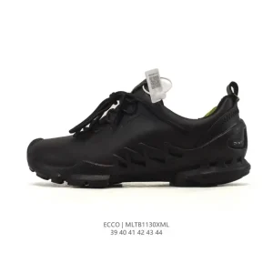 ECCO Men's Leather Outdoor Casual Sneakers Lightweight Breathable Lace-Up Shoes