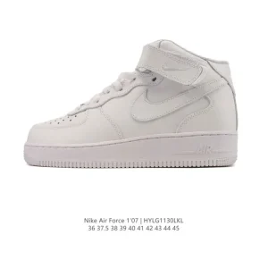 Nike Air Force 1 '07 Low White Leather Sneakers with Air Cushion