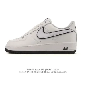 Nike Air Force 1 '07 Low White Leather Sneakers with Air Cushion