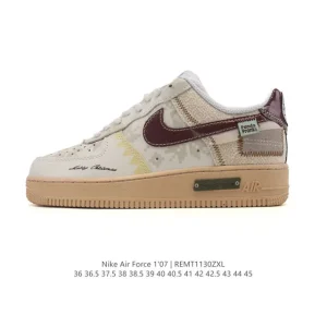 Nike Air Force 1 07 Low White Leather Sneakers with Air Cushioning