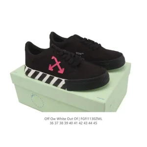 Off-White Out Of Office Low Top Lace Up Fashion Sneaker with Thick Sole and Arrows Design