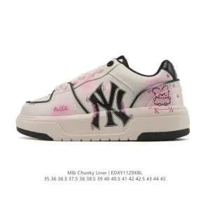 MLB Chunky Liner Mid Retro Streetwear Leather Sneakers