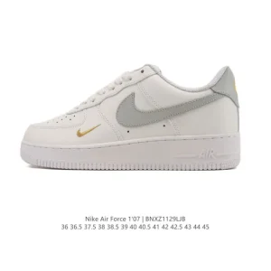Nike Air Force 1 '07 Low White Leather Sneakers with Air Cushion