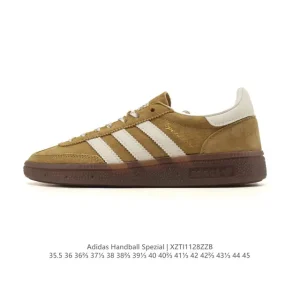 Adidas Handball Spezial Low Cut Leather Vintage Sneakers with Three Stripes