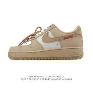 Nike Air Force 1 '07 Low White Leather Sneakers with Air Cushion