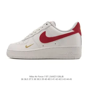 Nike Air Force 1 '07 Low White Leather Sneakers with Air Cushion