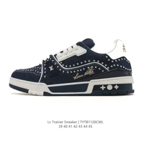 Louis Vuitton Trainer Sneaker Low Men's Fashion Thick Sole Canvas Leather Shoes