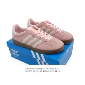 Adidas Originals Gazelle Indoor Retro Leather Sneakers with Gum Sole