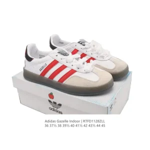Adidas Originals Gazelle Indoor Retro Leather Sneakers with Gum Sole
