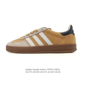 Adidas Originals Gazelle Indoor Retro Leather Sneakers with Gum Sole