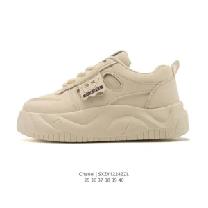 Chanel Classic White Platform Sneakers for Women