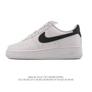 Nike Air Force 1 07 Low White Leather Sneakers with Air Cushioning