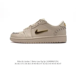 Air Jordan 1 Low 'Small Gold Hook' Retro Basketball Shoes