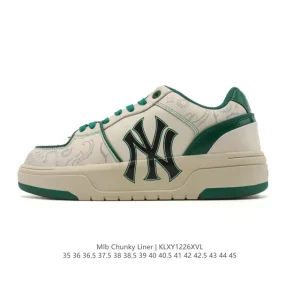 MLB Chunky Liner Mid Retro Streetwear Leather High Top Sneakers