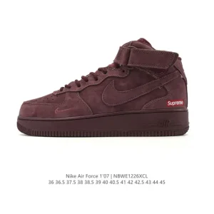Nike Air Force 1 Mid AF1 White Leather Sneakers with Air Cushion