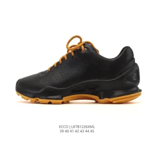 ECCO Men's Leather Outdoor Casual Sneakers Lightweight Breathable Lace-Up Shoes