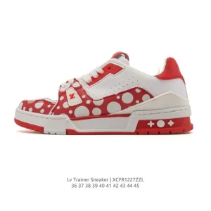 Louis Vuitton Trainer Sneaker Low Premium Leather Shoes with Thick Sole