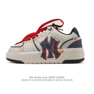MLB Chunky Liner Mid Retro Streetwear Leather Sneakers