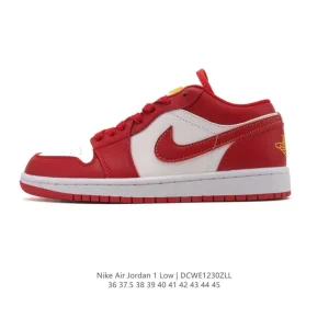 Air Jordan 1 Low Retro Classic Leather Sneakers with Air Cushioning