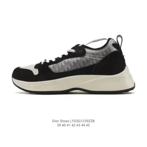 Dior Men's White Leather Platform Sneakers with 3D Logo