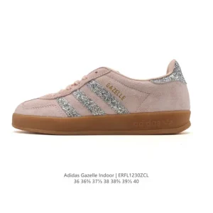 Adidas Originals Gazelle Indoor Retro Leather Sneakers with Gum Sole