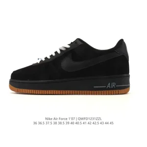 Nike Air Force 1 07 Low White Leather Sneakers with Air Cushion Sole