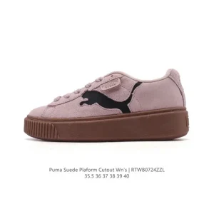 PUMA Suede Platform Trace Thick Sole Women's White Sneakers