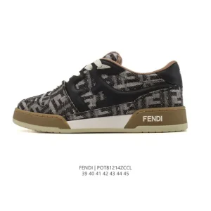 Fendi Men's Retro Style Leather Sneakers for Everyday Wear