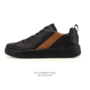 ECCO Men's Casual Leather Sneakers with Thick Sole