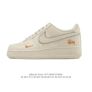 Nike Air Force 1 07 Low White Leather Casual Sneakers with Air Cushioning